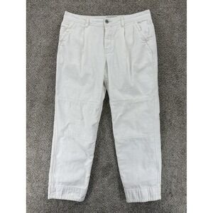Free People Pants Womens 31 White High Rise Relaxed Surplus Pleated Front Cotton